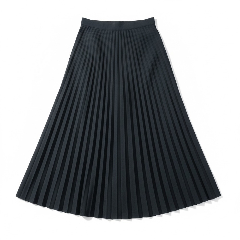 Vintage Black Knife Pleated Midi Skirt High Waisted Prophecy Dark Academia S
